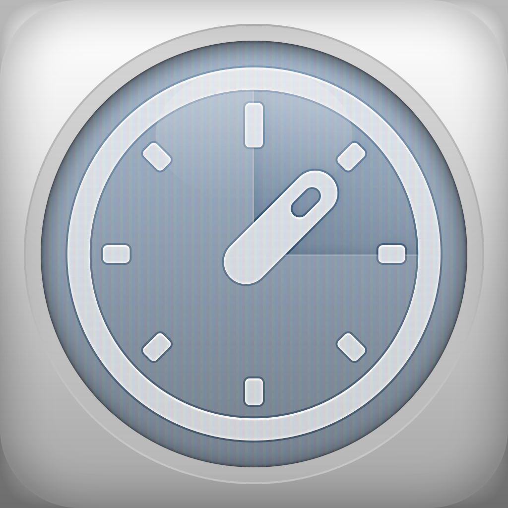 @Timer app icon with a gray skeuomorphism circle design featuring a clock face.