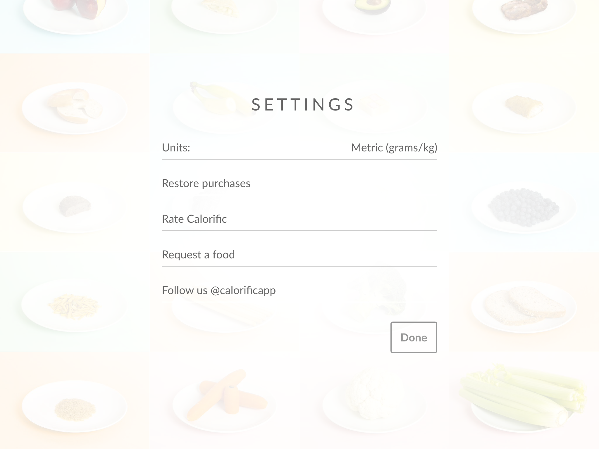 Calorific Setting
