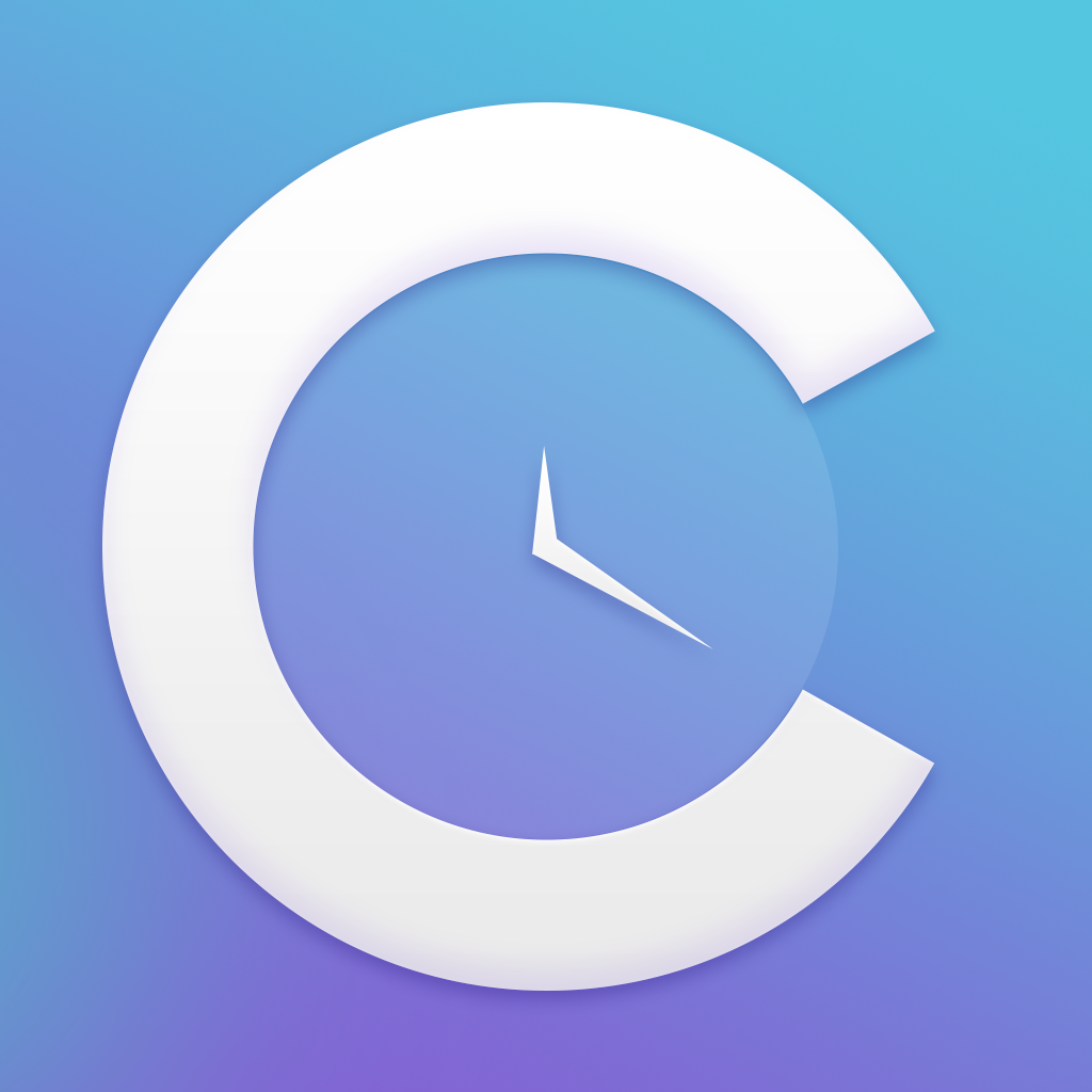 CityHour app icon with a blue soft 3D circle design featuring a clock inside letter c.