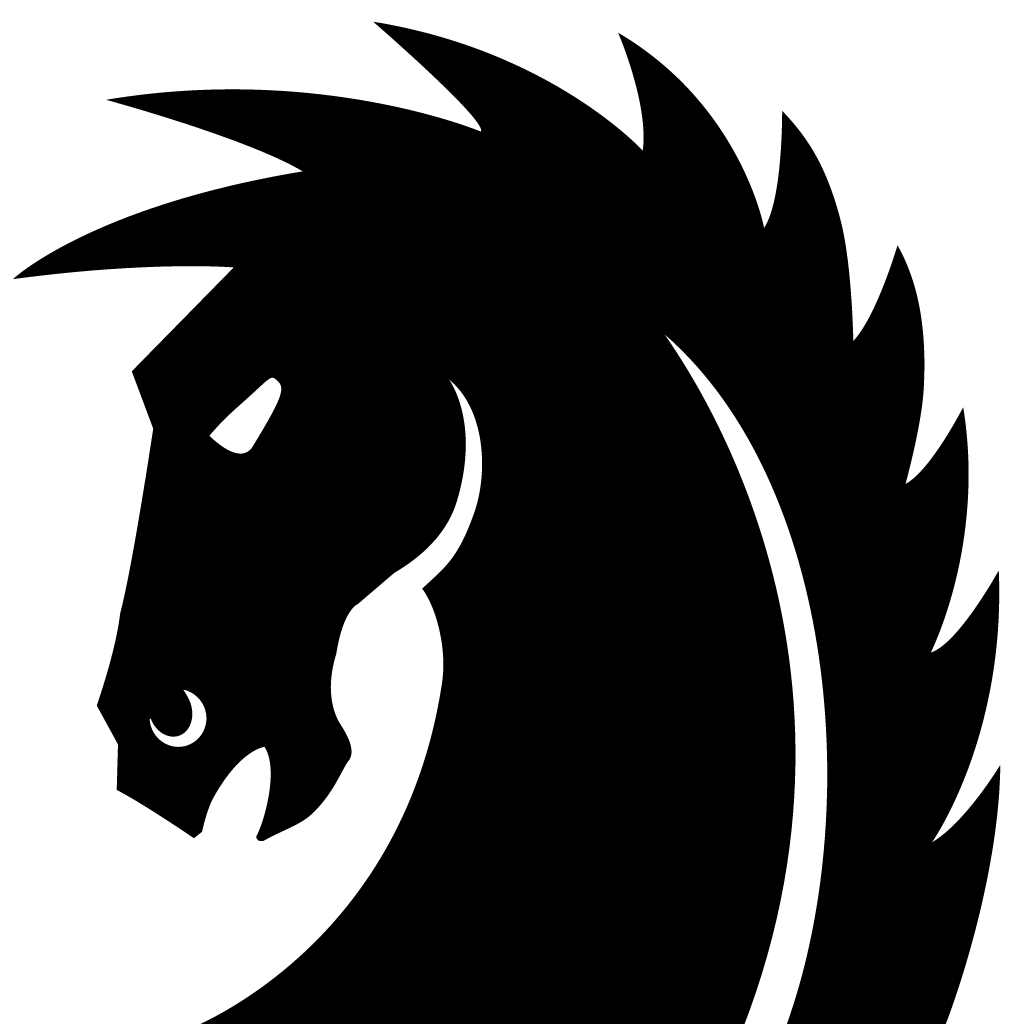 Dark Horse Comics app icon with a black flat minimalist organic shape design featuring a native american chief profile.