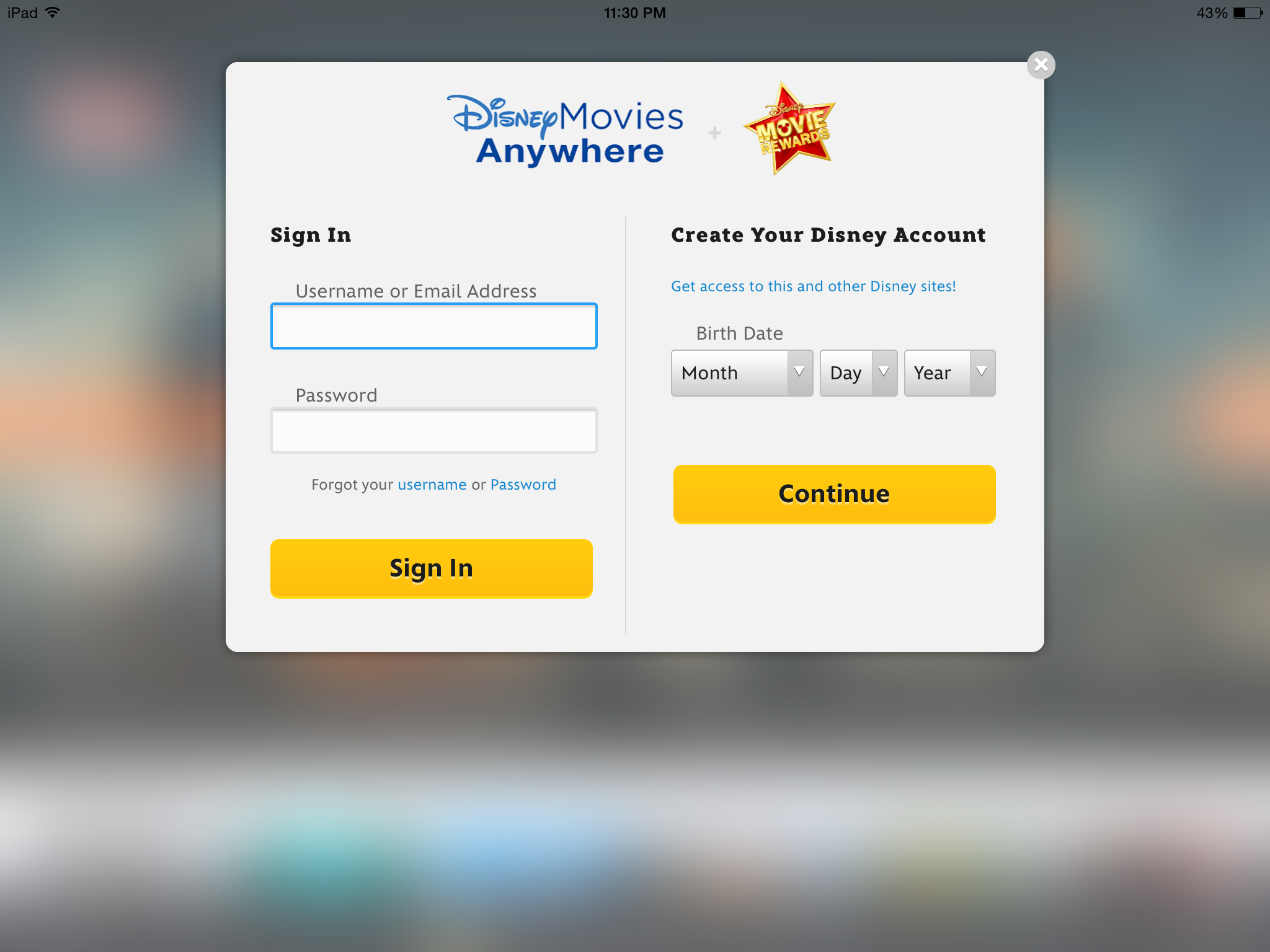 DisneyMovies Login
