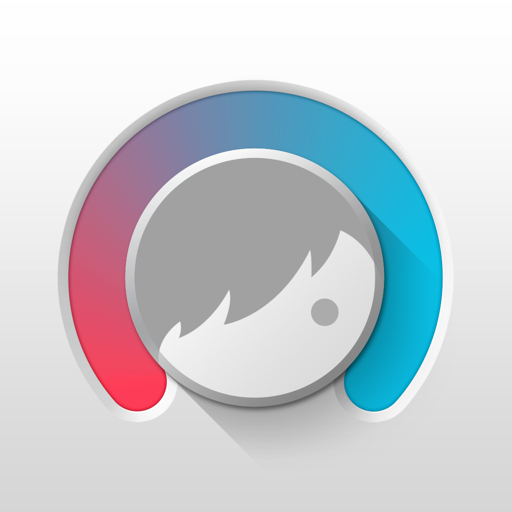 Facetune app icon with a gray flat minimalist circle design featuring a stylized avatar head.