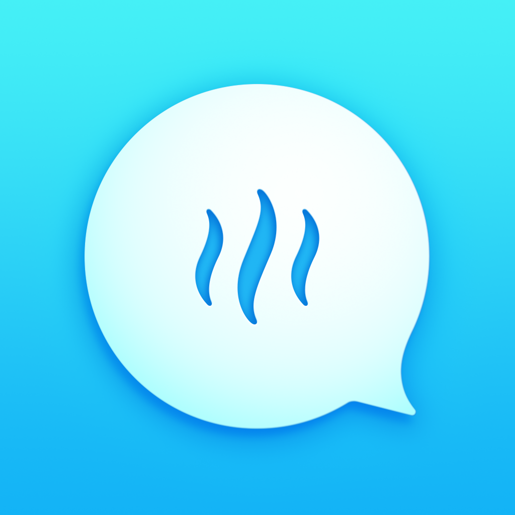 Fade Messenger app icon with a blue soft 3D speech bubble design featuring a speech bubble with steam.