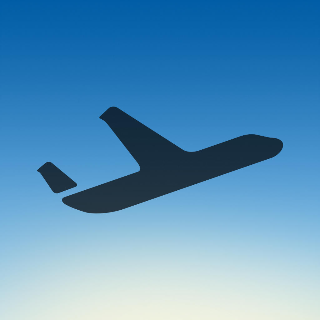 Flight app icon with a blue flat minimalist squircle design featuring an airplane.