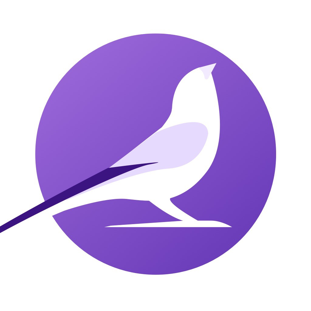 Flyright app icon with a purple flat minimalist circle design featuring a bird.