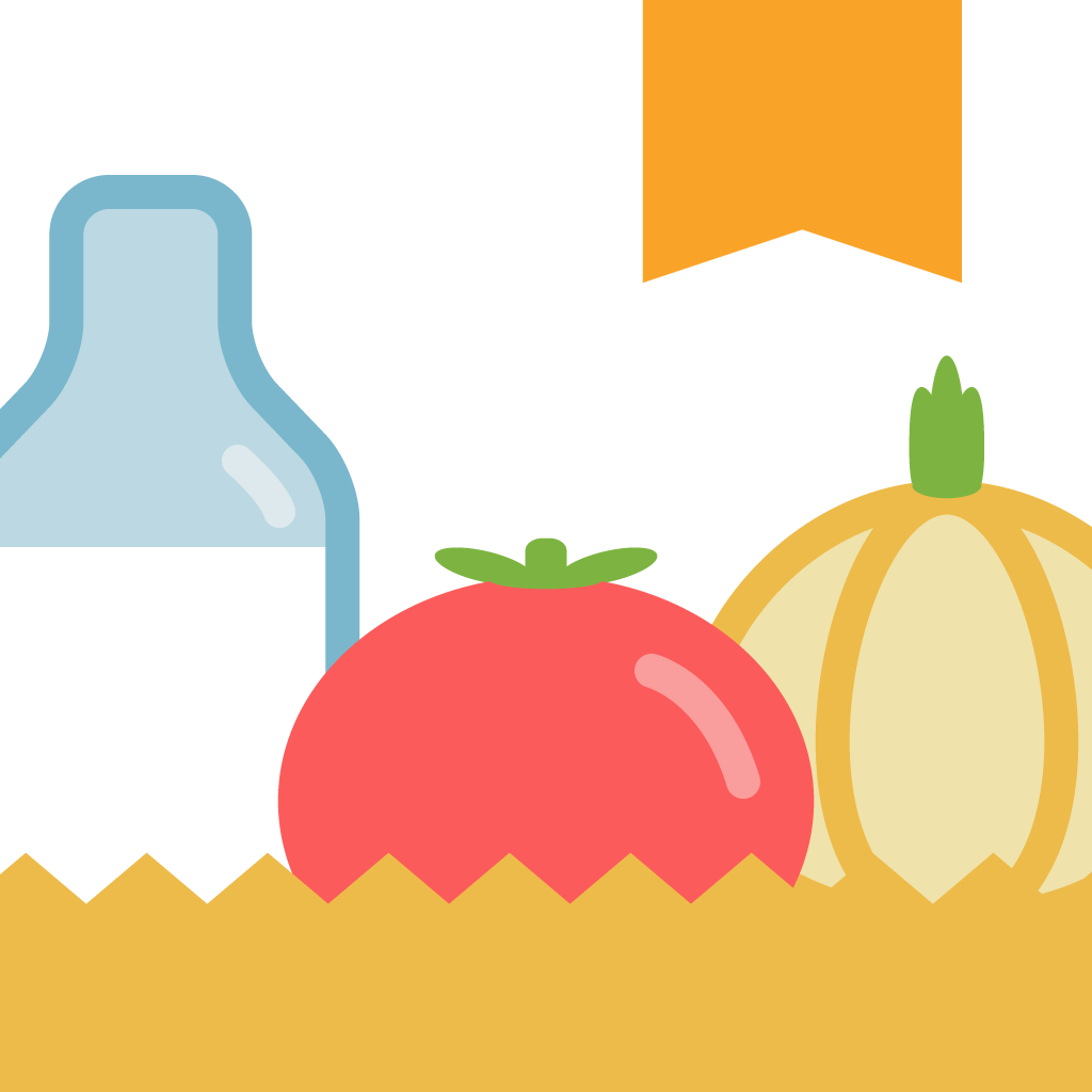 Fresh Pantry app icon with a multicolored flat minimalist squircle design featuring a whimsical castle scene.