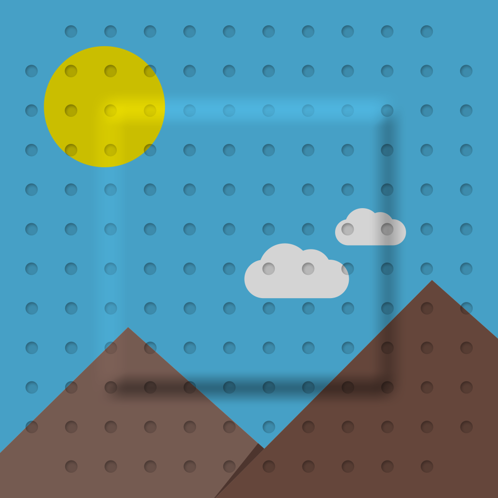 Gallery Doctor app icon with a blue flat minimalist squircle design featuring a perforated weather landscape.