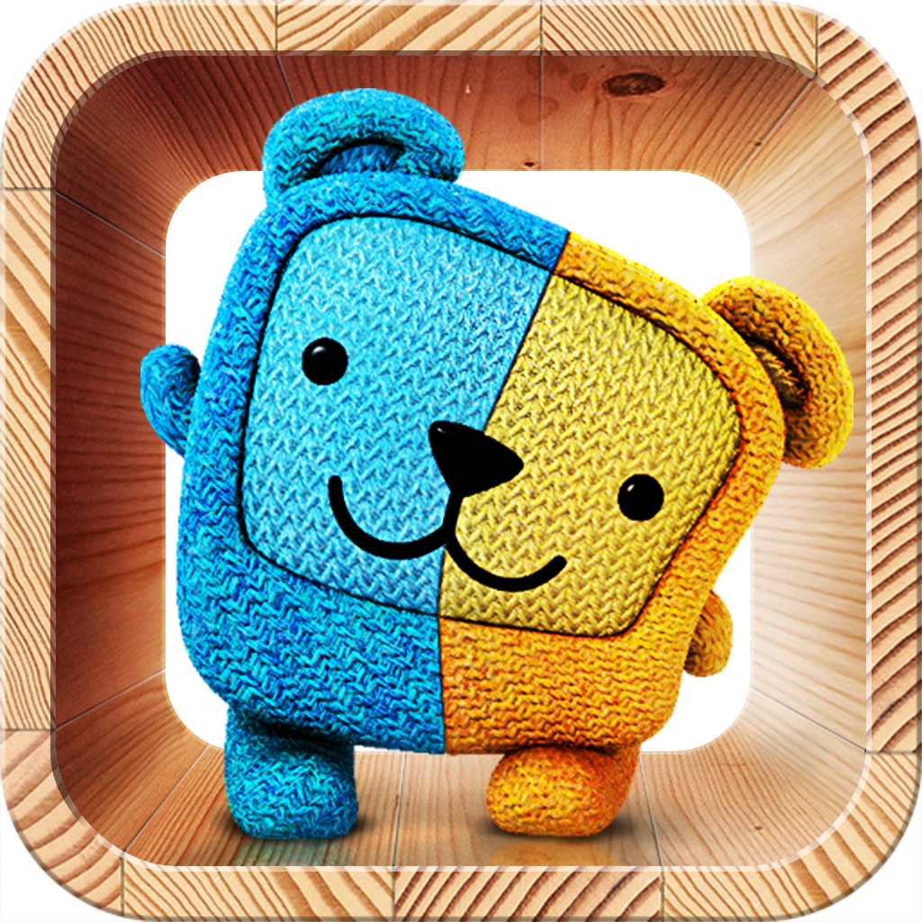 Gemibears app icon with a brown 3D cartoon squircle design featuring a knitted bear.