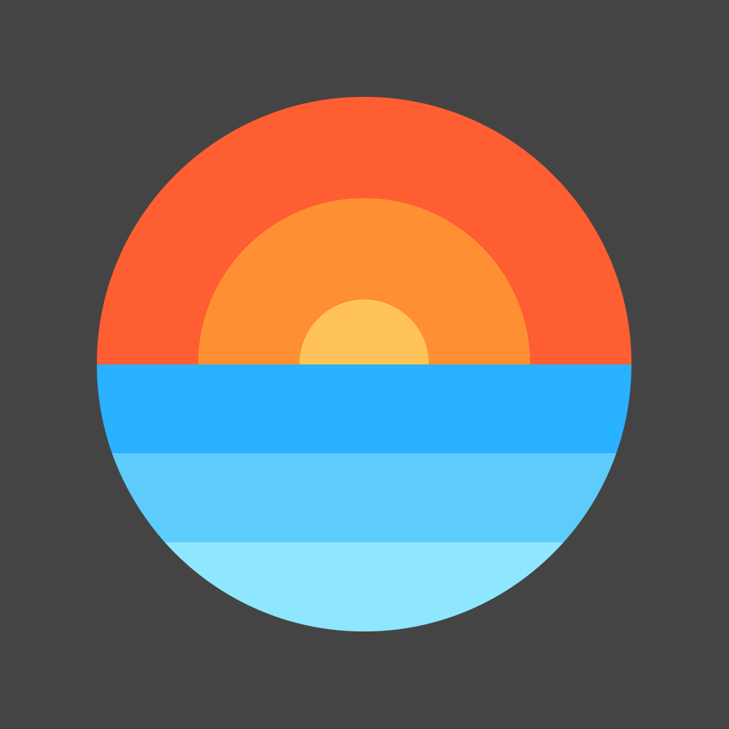 Horizon 3 app icon with a multicolored flat minimalist circle design featuring a geometric sunset.