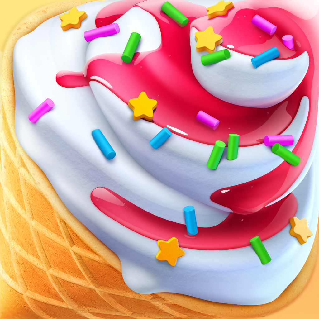IceCream app icon with a multicolored 3D cartoon squircle design featuring an ice cream swirl.