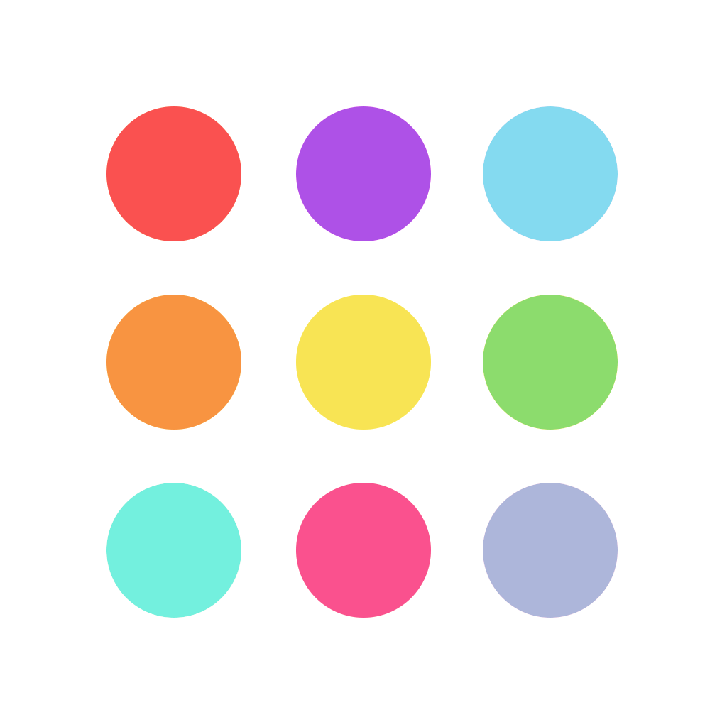 Keezy Drummer app icon with a multicolored flat minimalist circle design with 3x3 grid.