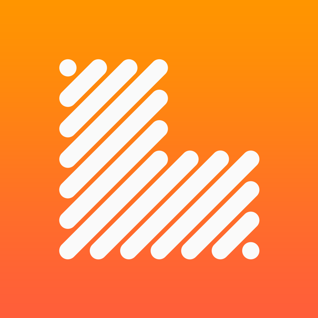 Learnist app icon with a orange flat minimalist abstract geometric design featuring an abstract diagonal lines.