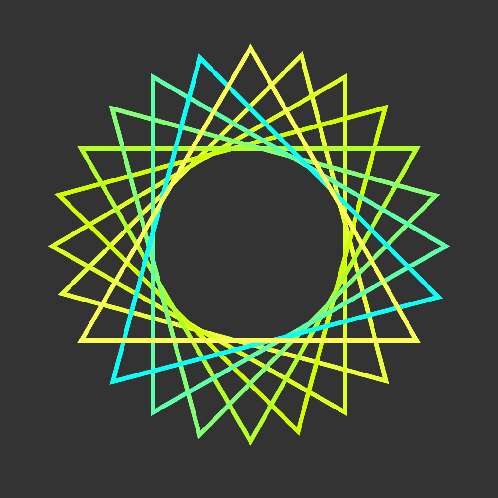 LetterGlow app icon with a multicolored line art circle design featuring a geometric starburst.