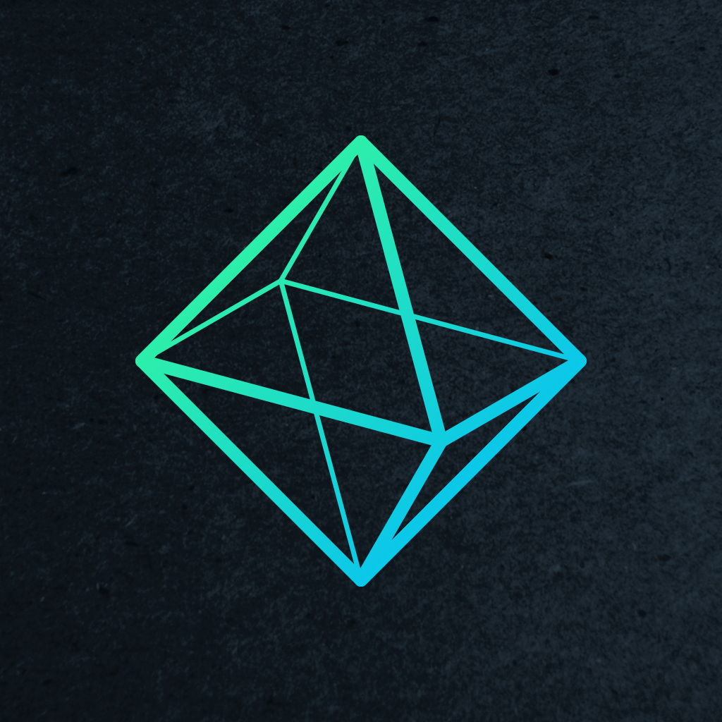 Litely app icon with a black line art wireframe octahedron design featuring a geometric wireframe diamond.