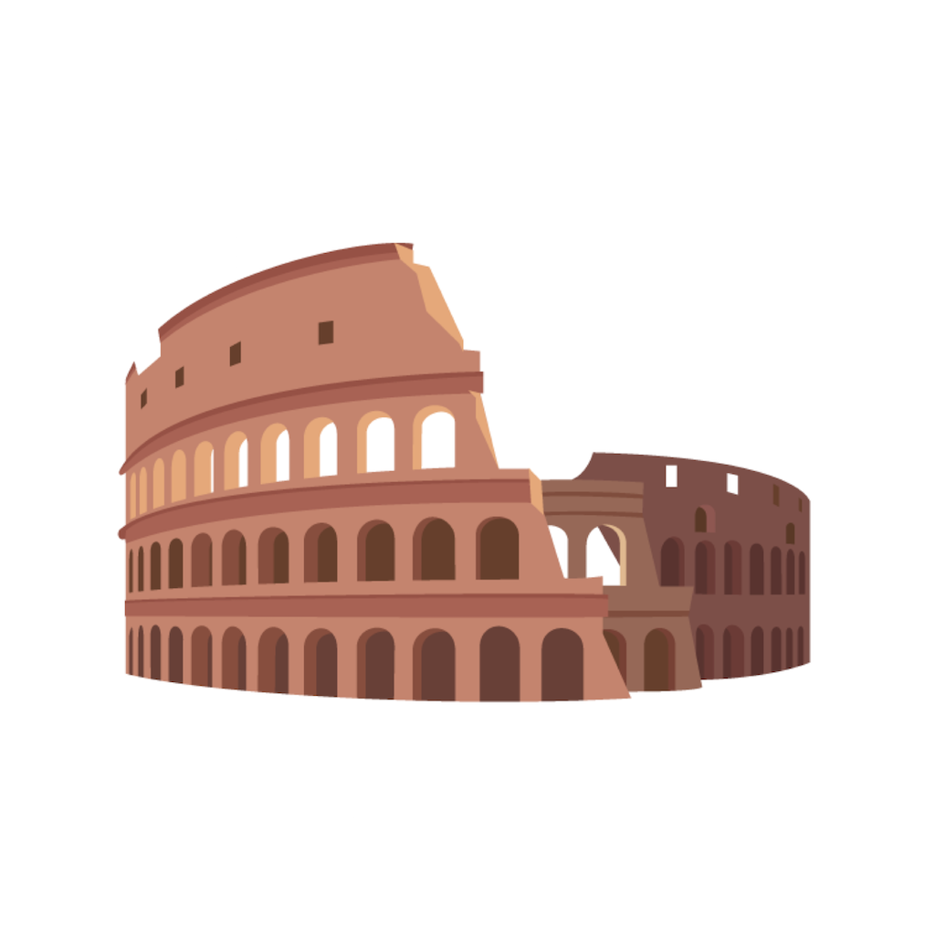 Memento app icon with a brown flat minimalist organic shape design featuring a roman colosseum.