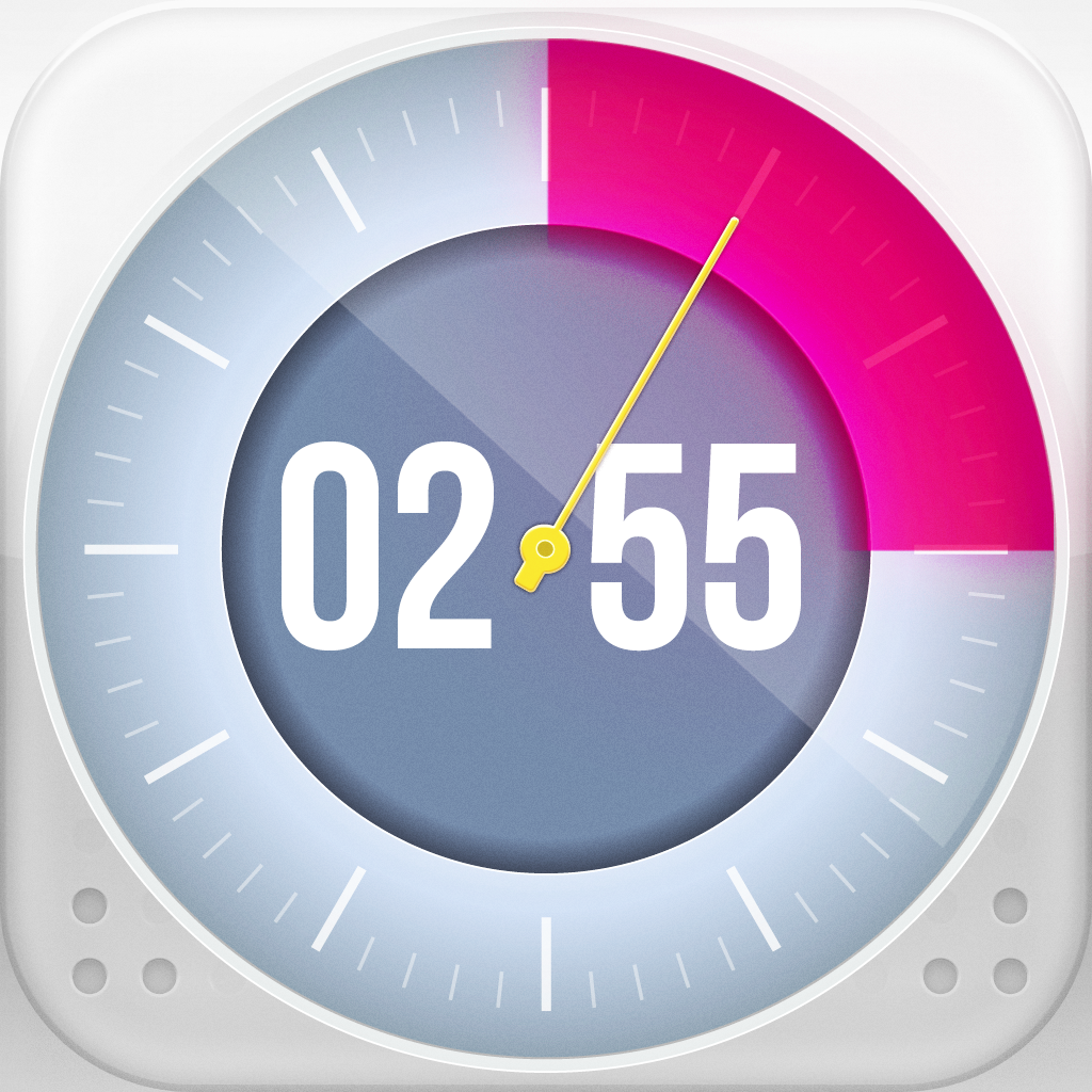 Minu Timer app icon with a gray skeuomorphism squircle design featuring a timer dial.