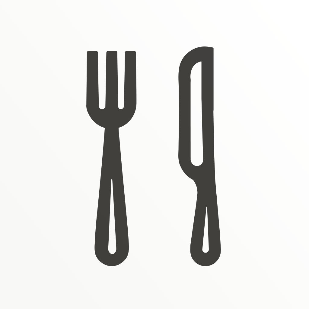 Munchery app icon with a white flat minimalist organic shape design featuring a fork and knife.