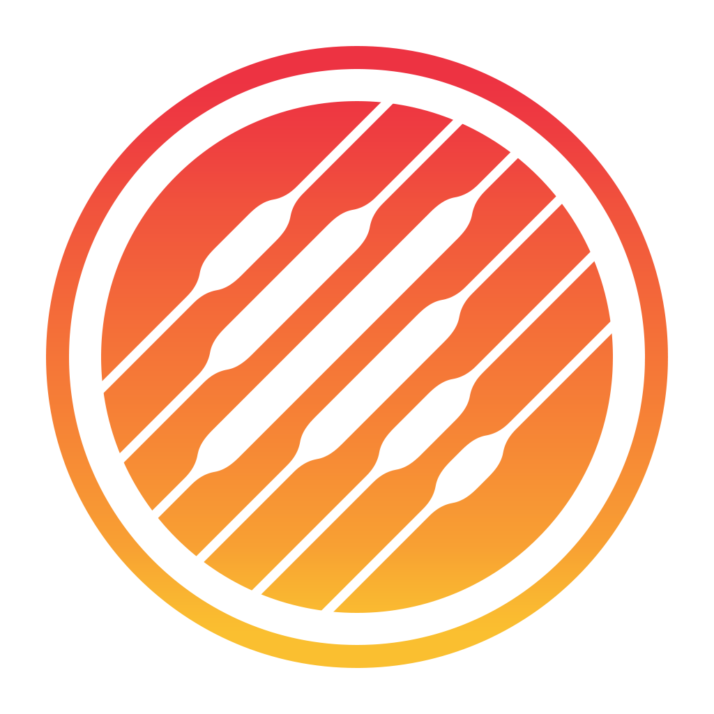 Music Memos app icon with a orange flat minimalist circle design featuring an abstract diagonal pattern.