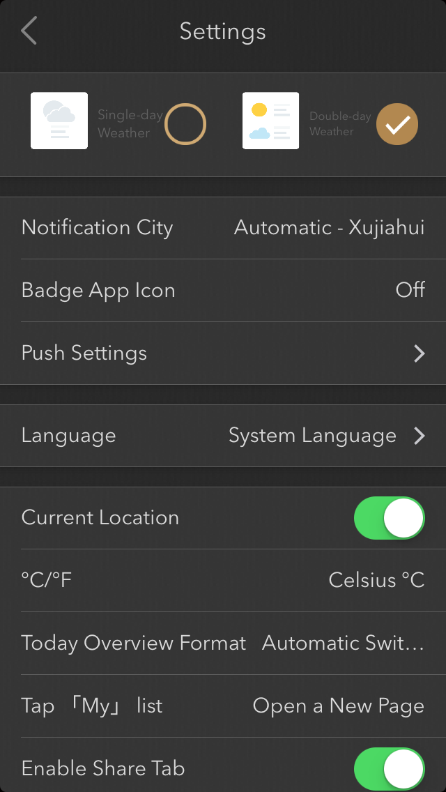 MyWeather Setting
