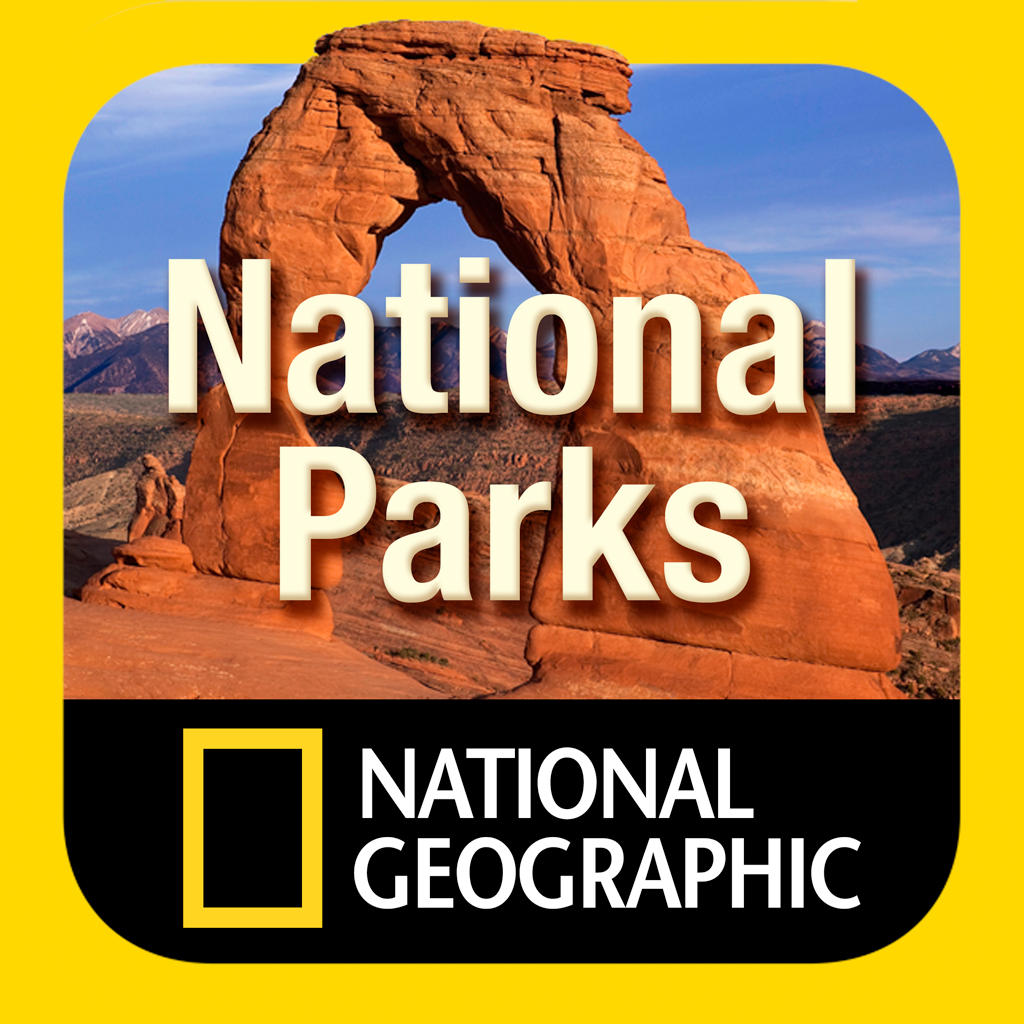 National Parks app icon with a yellow photorealistic composite squircle design featuring a sandstone arch.