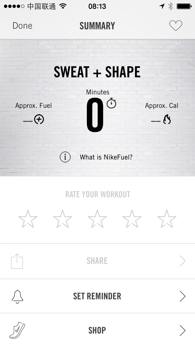 Nike+ Training Club Summary
