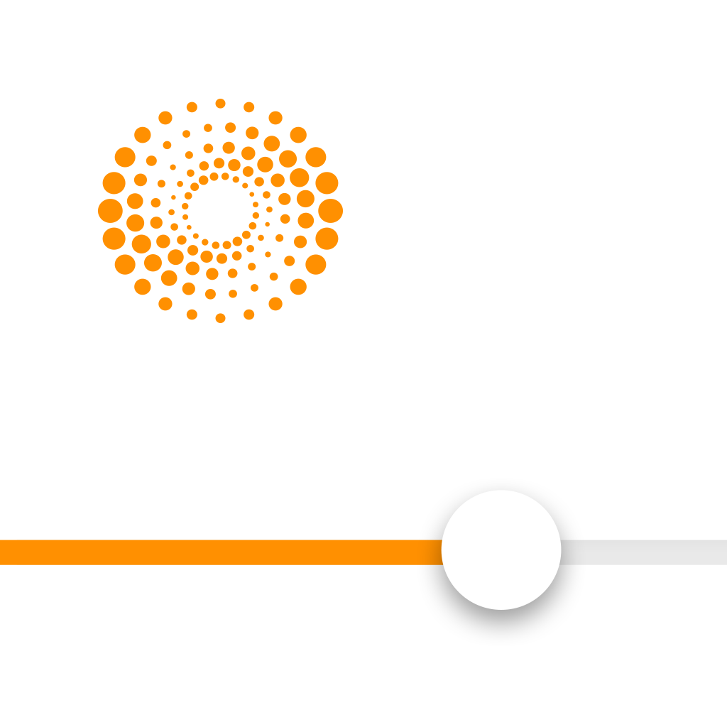 Reuters TV app icon with a white flat minimalist circle design featuring an abstract spiral.