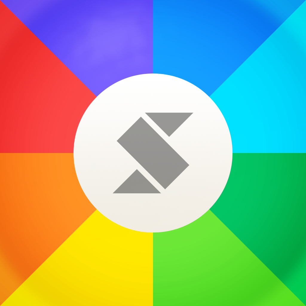 Skala View app icon with a multicolored flat minimalist circle design featuring a geometric logo.