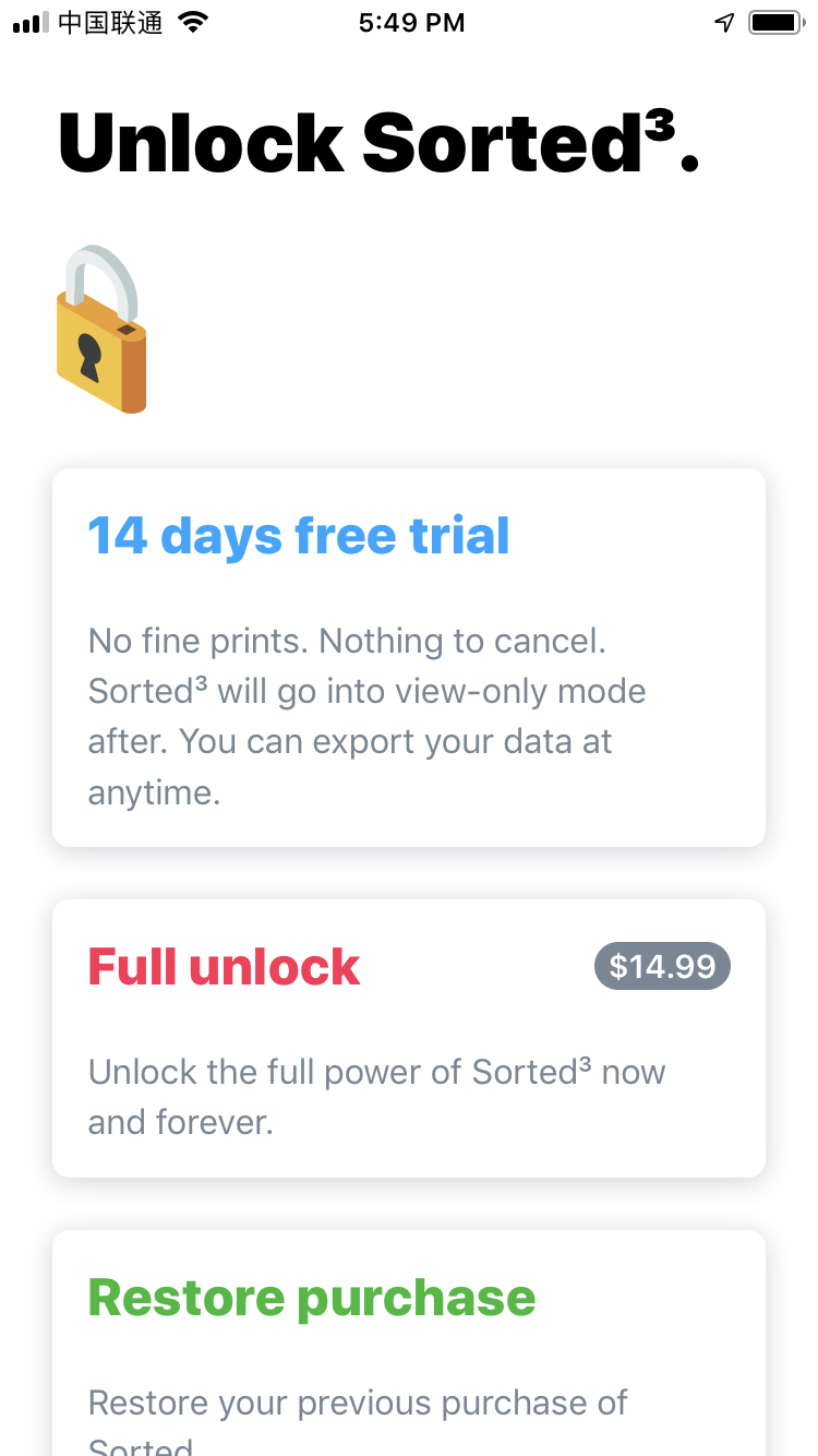 Sorted³ Unlock