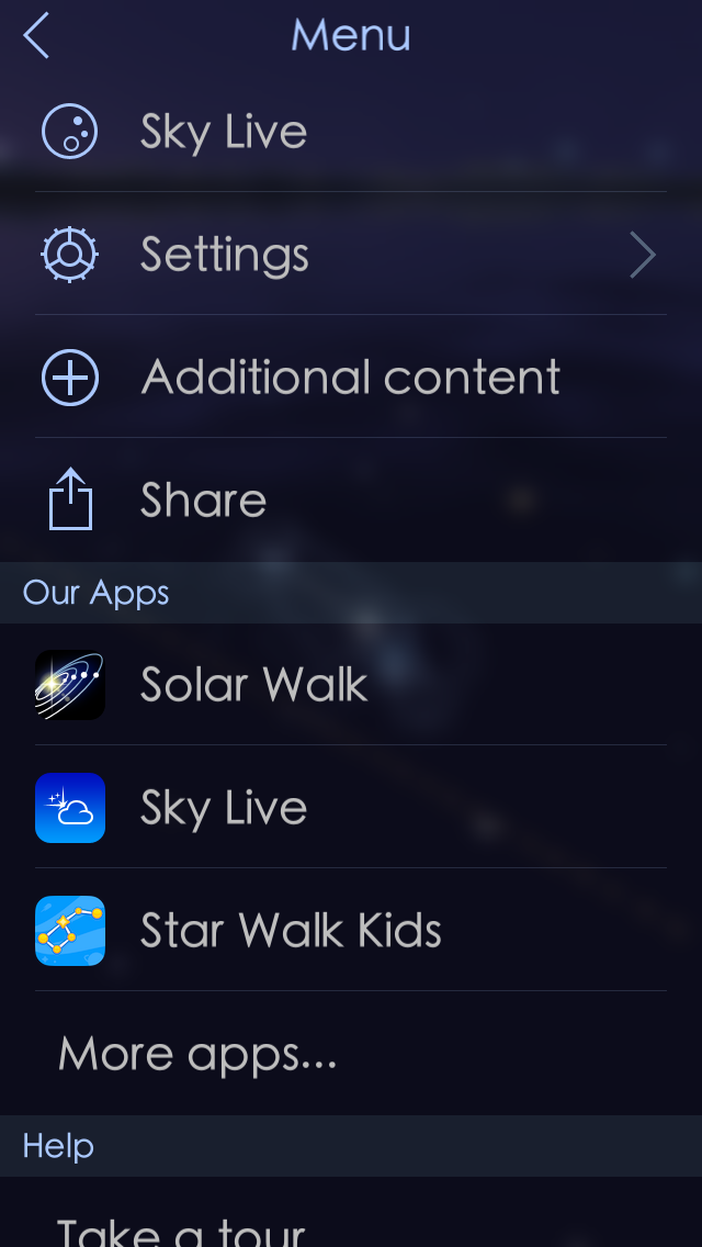 Star Walk™ 2 Star Walk 2 Setting