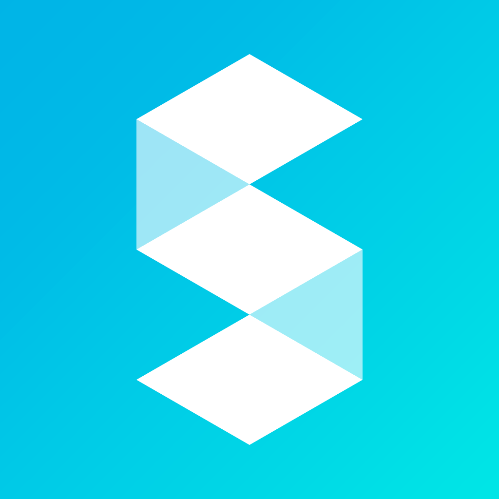 Storehouse app icon with a blue flat minimalist squircle design featuring an abstract geometric s.