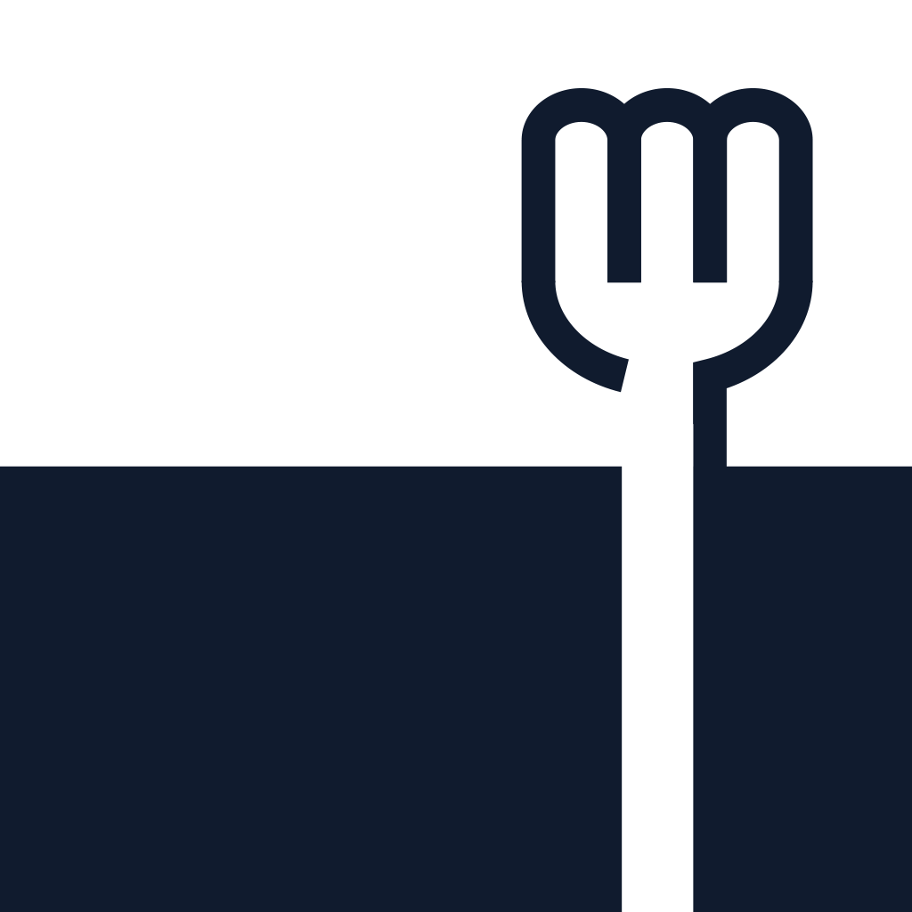 The French Lunchbox app icon with a black flat minimalist squircle design featuring a trident.