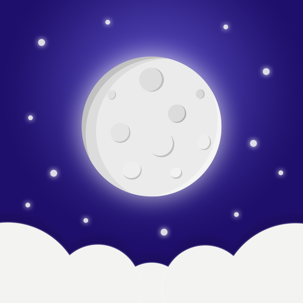 To bed app icon with a purple soft 3D circle design featuring a full moon.