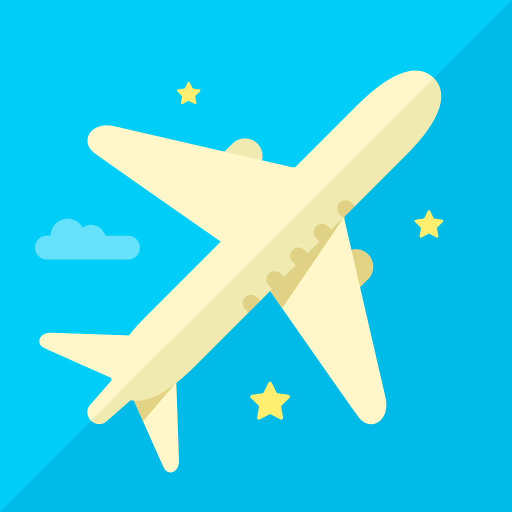 TravelPop Plus app icon with a blue flat minimalist squircle design featuring an airplane.