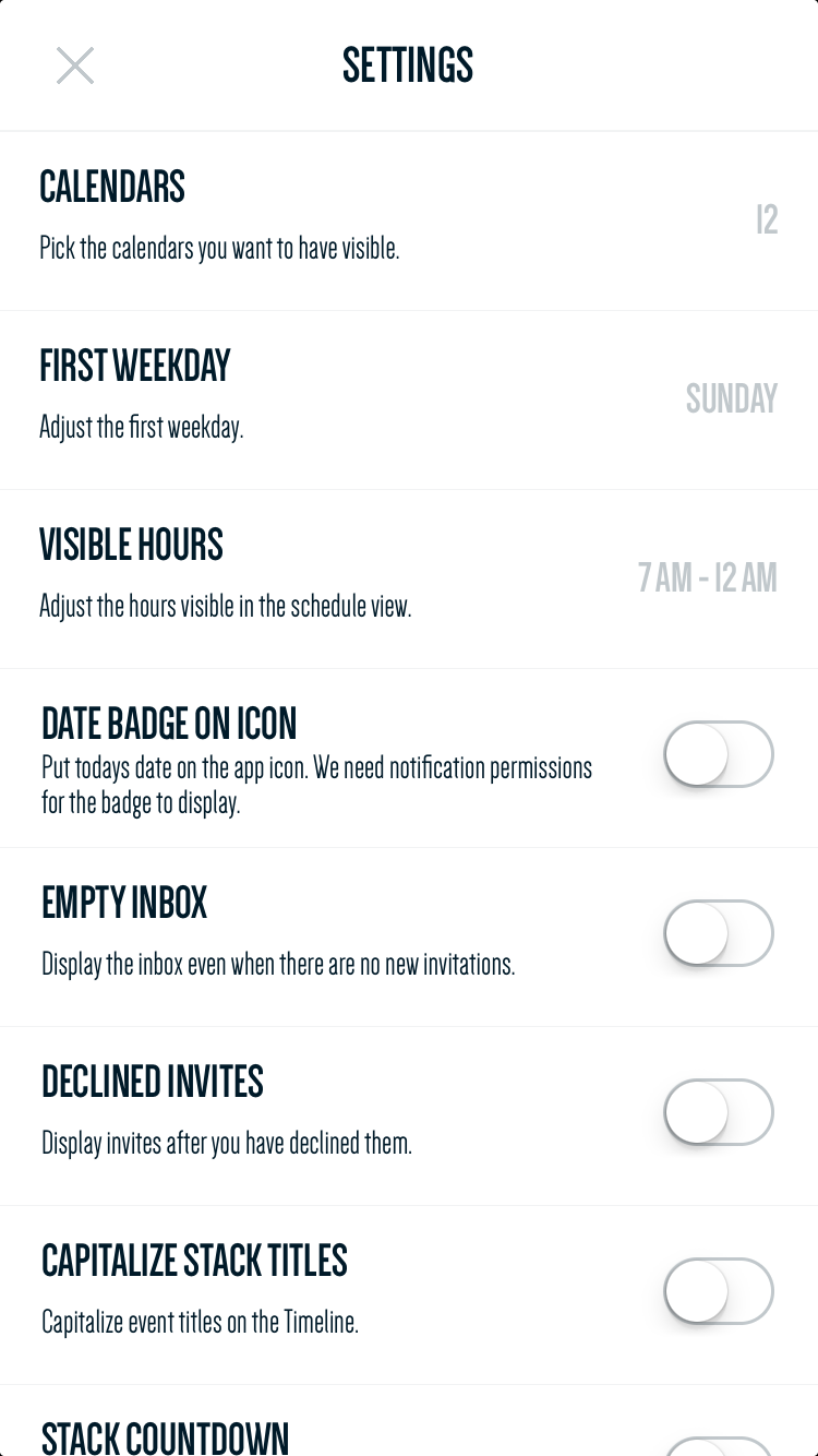 Vantage Calendar Setting