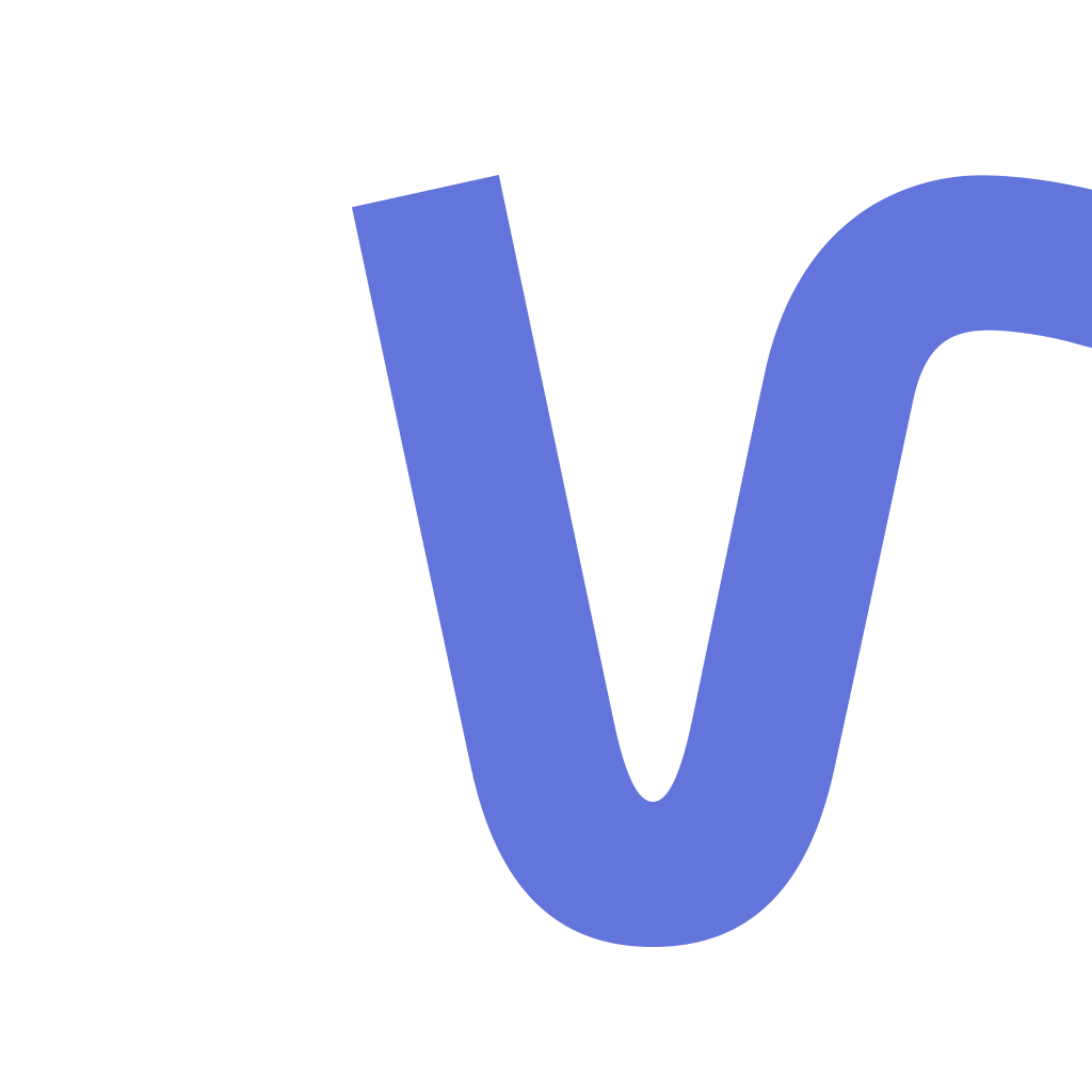 Vurb app icon with a purple flat minimalist squircle design featuring a letter v.