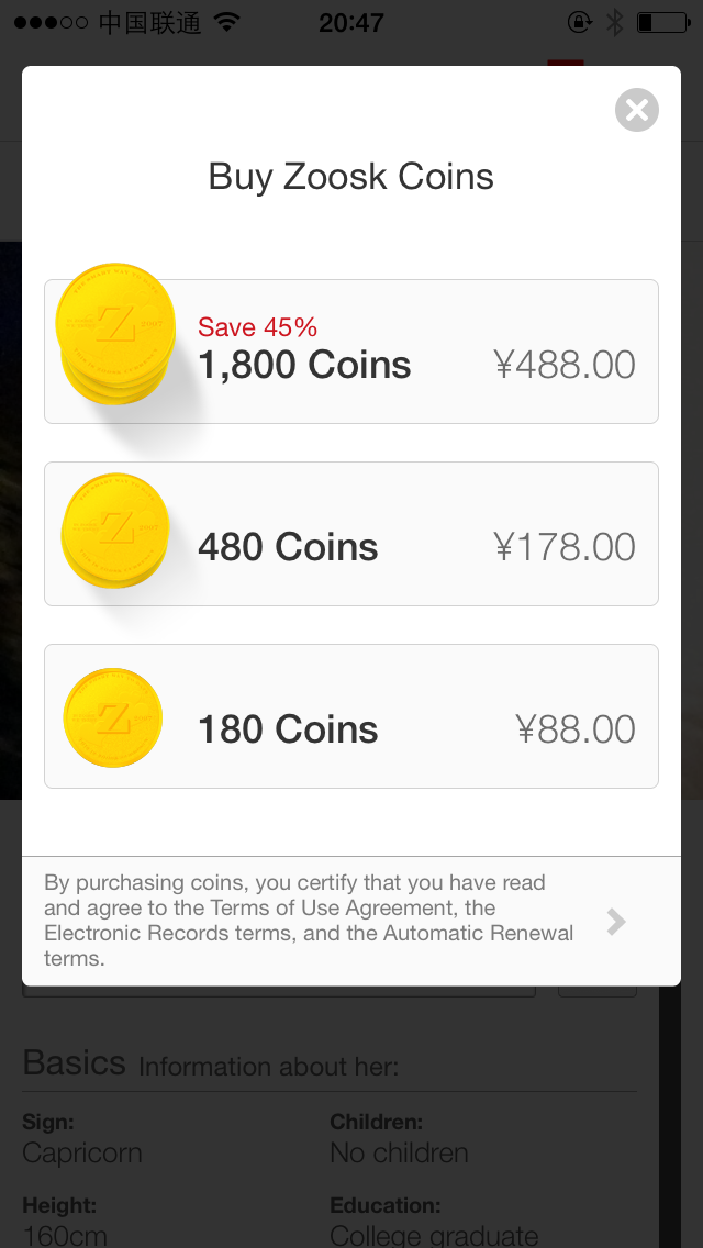 Zoosk Purchases
