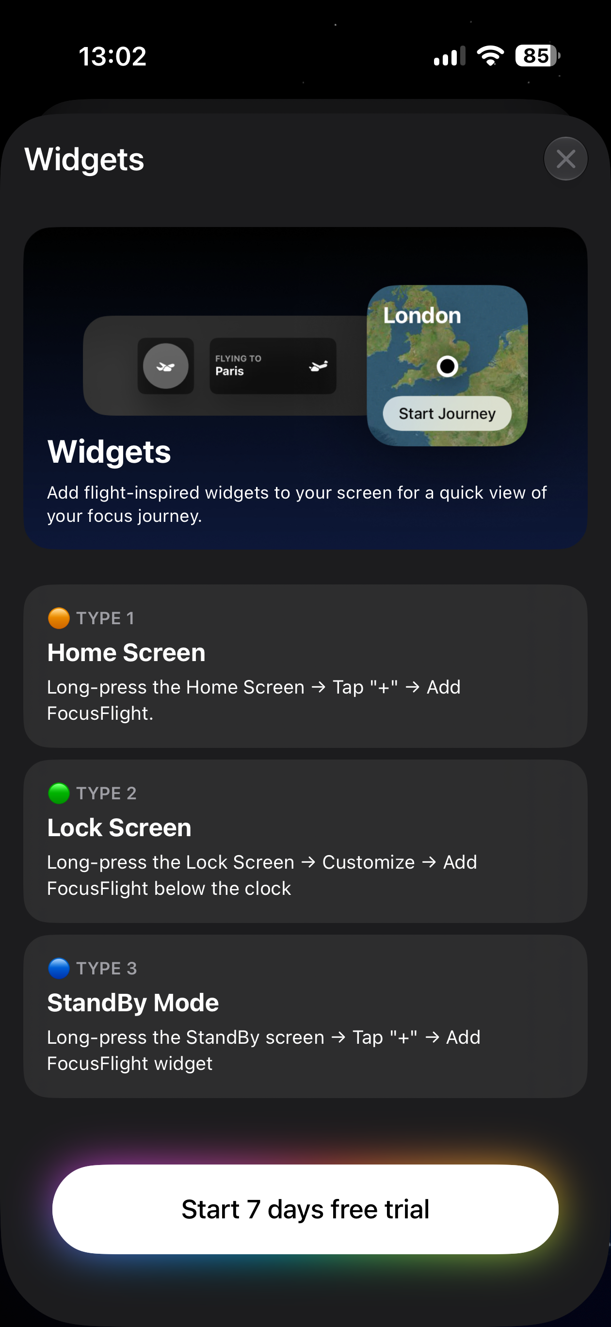 FocusFlight Settings