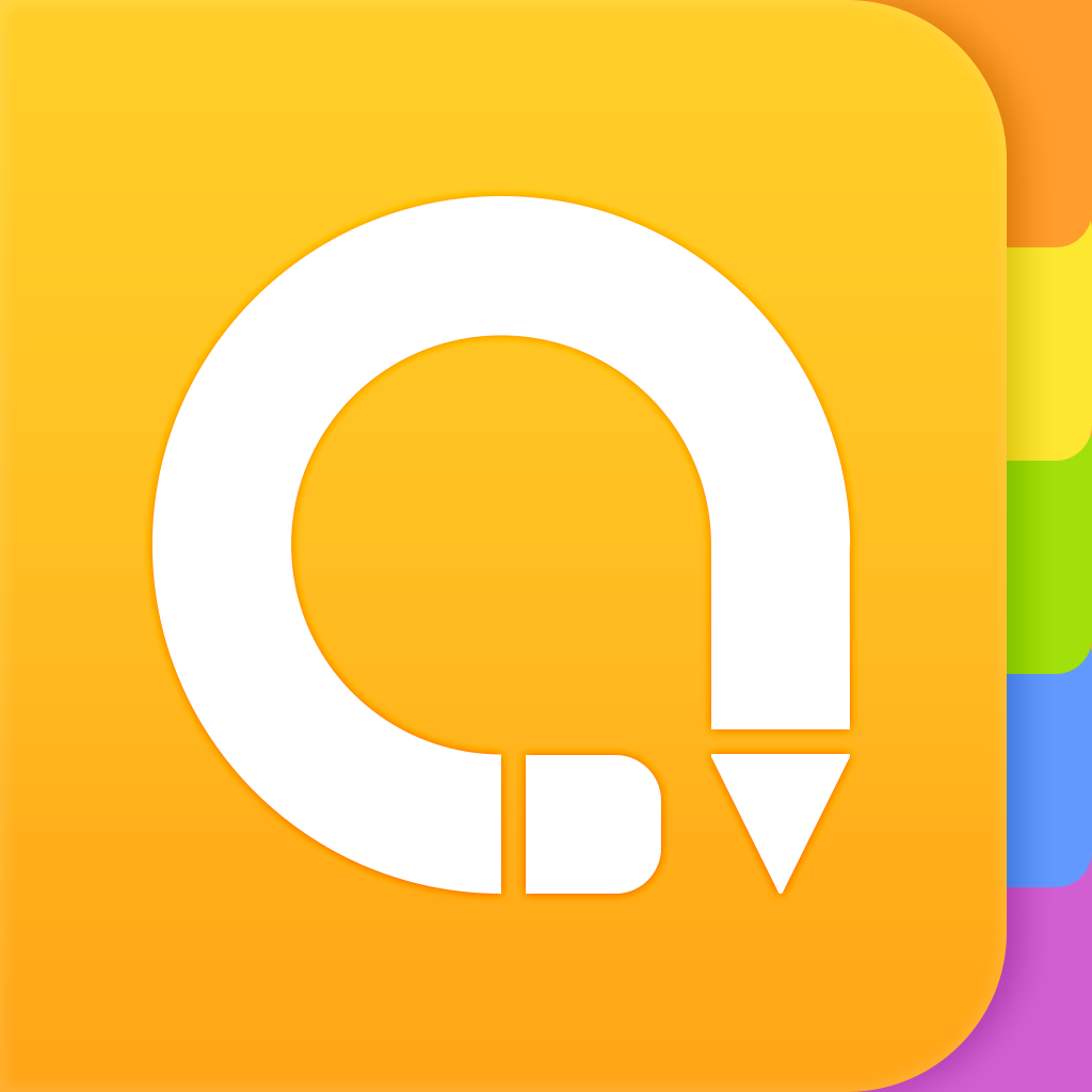 Awesome Note 2 app icon with a orange flat minimalist squircle design featuring a letter q.