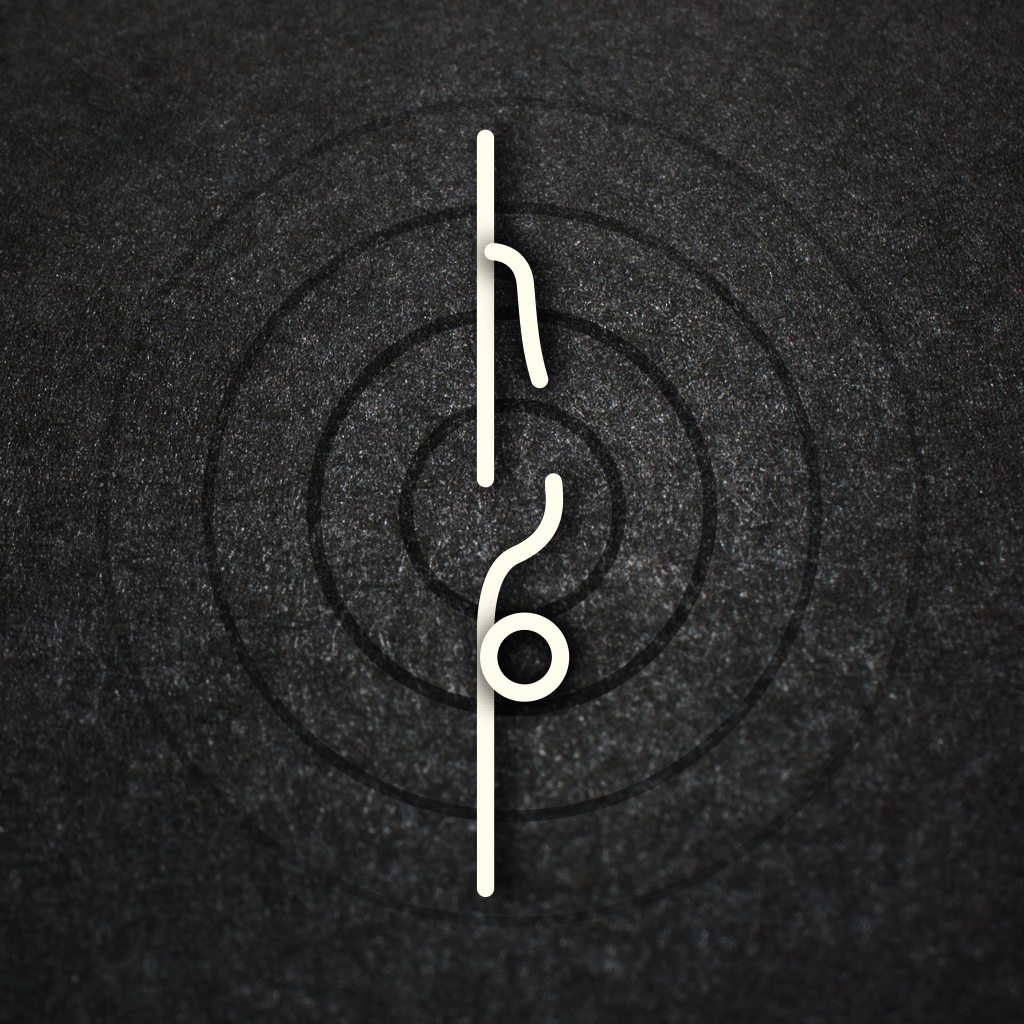 卜石 app icon with a black line art circle design featuring an abstract musical symbol.