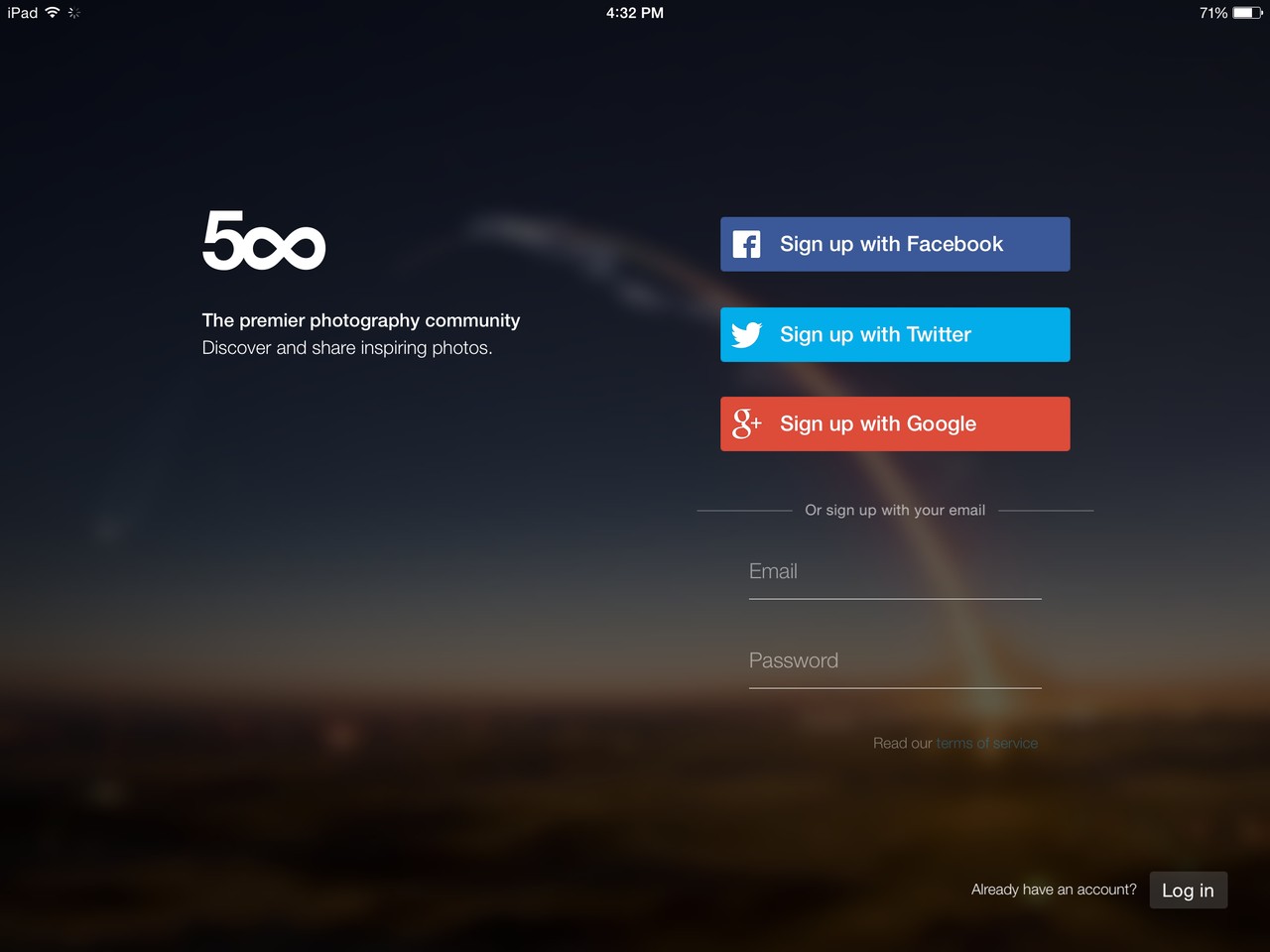 500px Login
