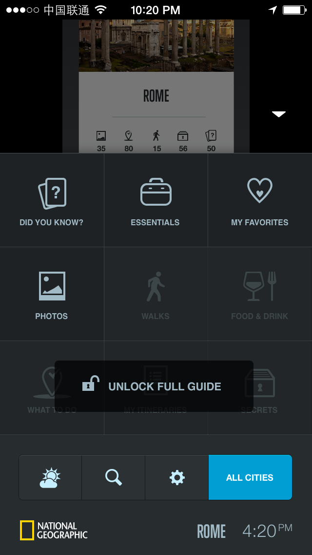 City Guides Menu