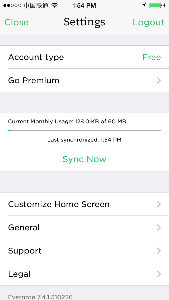 Evernote Setting