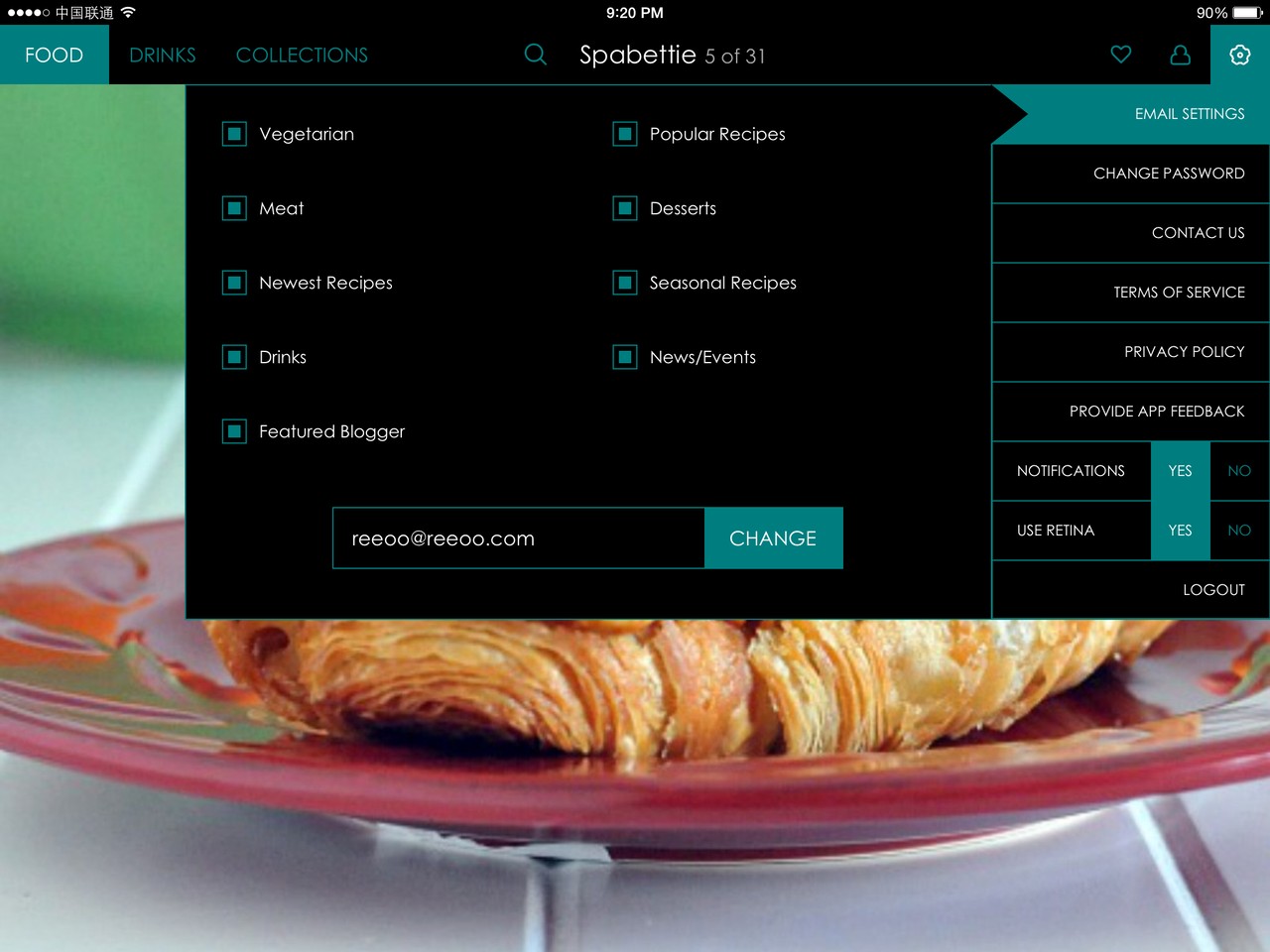 Gojee Food Setting