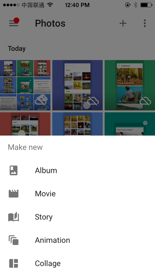 Google Photos Menu