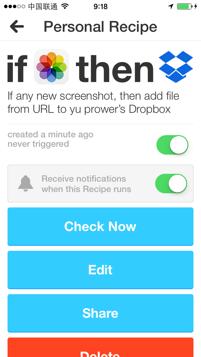 IFTTT Recipe