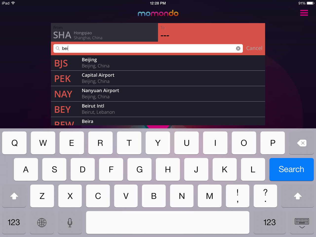 Momondo Search