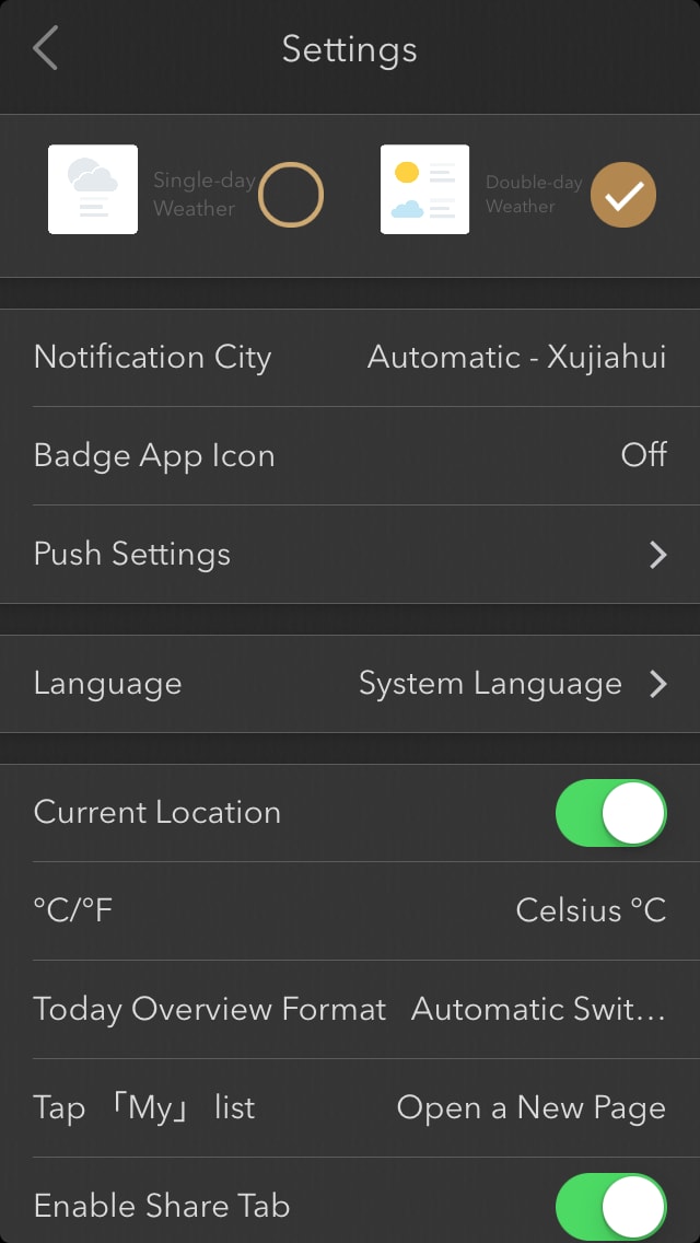 MyWeather Setting