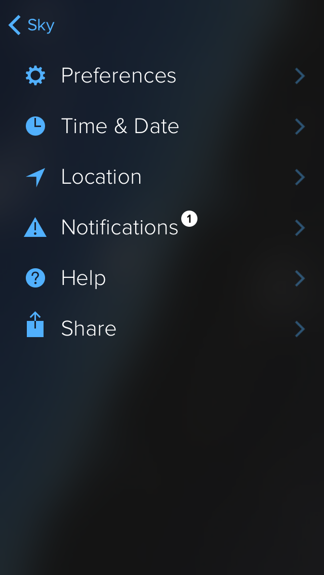 Sky Guide Setting