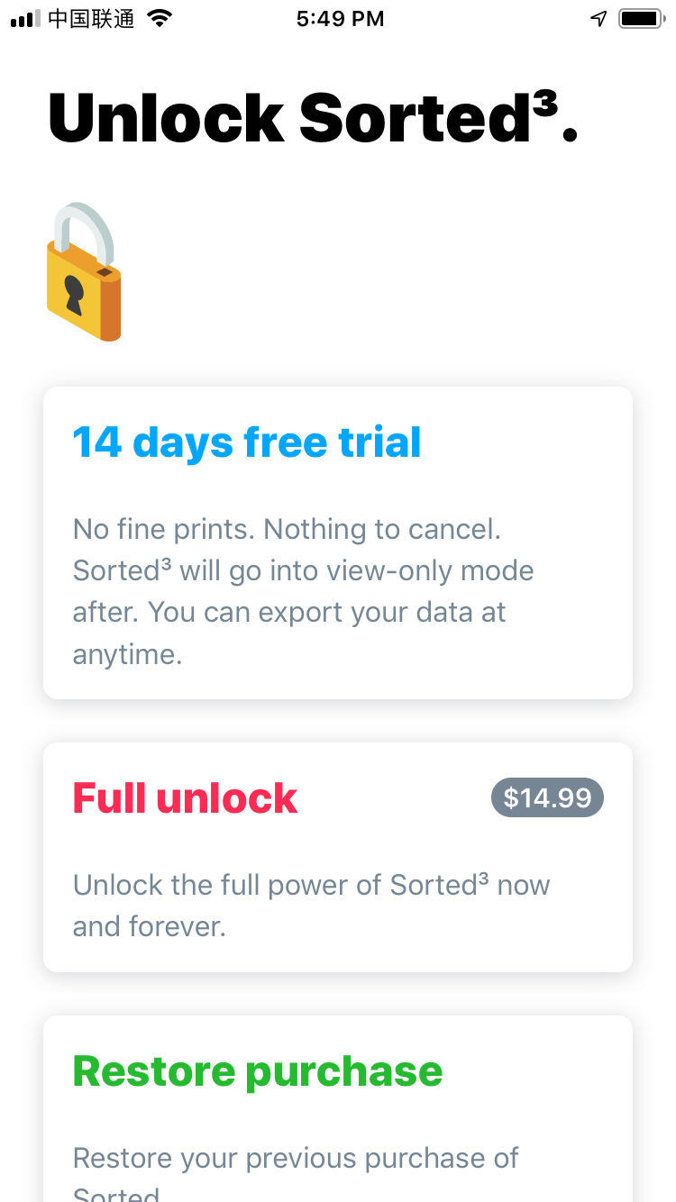 Sorted³ Unlock