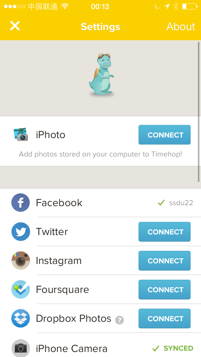 Timehop Setting